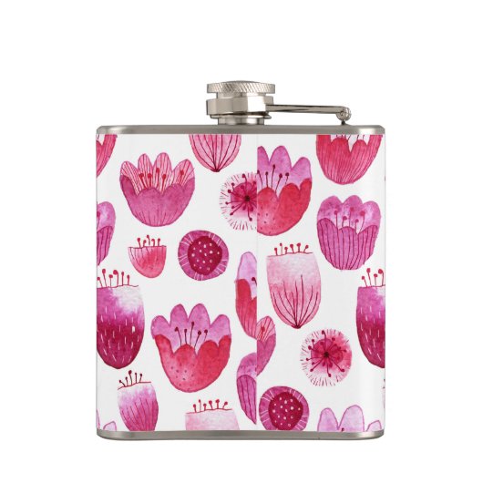 Floral Pink Waterverf Heupfles (Achterkant)