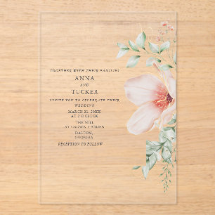 Floral Pink Wedding Acryl Uitnodigingen
