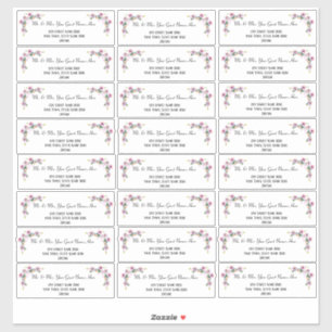 Floral Pink Wedding Adresetiketten Sticker