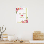 Floral Pink Wedding Guest Book Alternative Poster (Keuken)