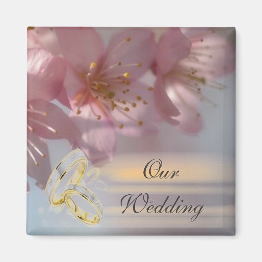 Floral Pink Wedding Magneet (Voorkant)