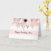 Floral Pink White Birthday of Moederdag Card Kaart (Gele Bloem)