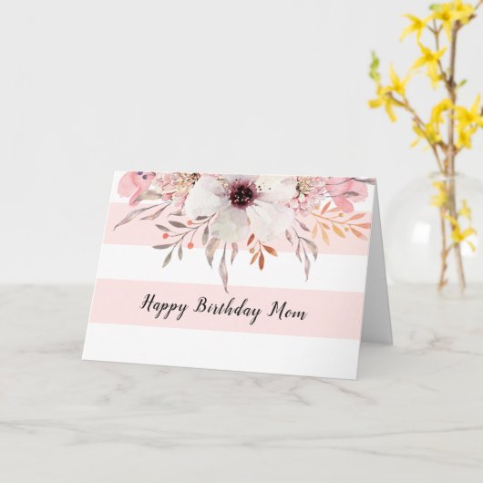 Floral Pink White Birthday of Moederdag Card Kaart (Gele Bloem)