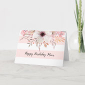 Floral Pink White Birthday of Moederdag Card Kaart (Voorkant)