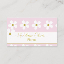 Floral Pink White Daisy Florist Professional Visitekaartje