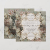 Floral Pink White Rose Gold Gilded  Script Kaart (Voorkant / Achterkant)