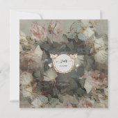 Floral Pink White Rose Gold Gilded  Script Kaart (Achterkant)