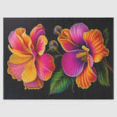 Floral Pink Yellow Botanical Illustratie Groot Tissuepapier (Voorkant)