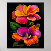 Floral Pink Yellow Botanical Illustratie Poster (Voorkant)