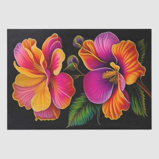 Floral Pink Yellow Botanical Illustratie Tissuepapier (Voorkant)