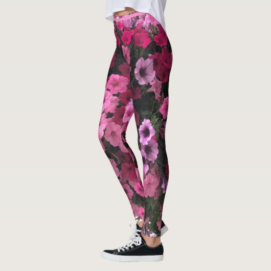 Floral Pinks Purples Green Garden personaliseren Leggings (Links)