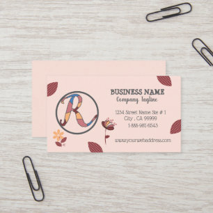Floral Pinky Peach Visitekaartje met Logo