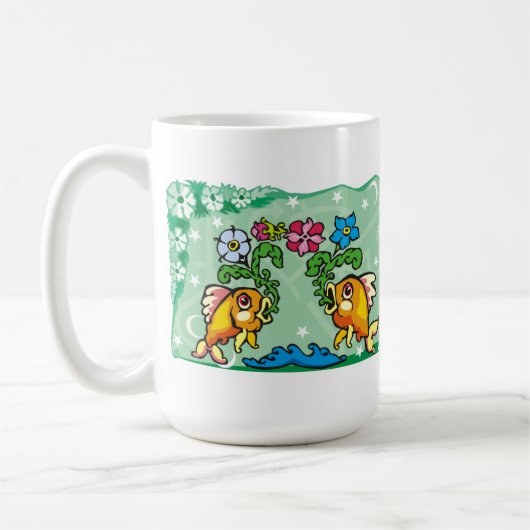 Floral Pisces Vis met bloemen Koffiemok (Links)