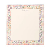 Floral Plaid “Grateful” Notepad –Pastel Stationery Notitieblok (Voorkant)