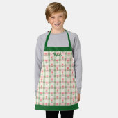 Floral Plaid Kids' Apron with Custom Name Schort (Gedragen)