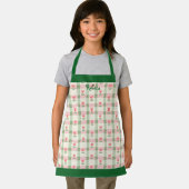 Floral Plaid Kids' Apron with Custom Name Schort (Insitu)