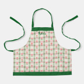 Floral Plaid Kids' Apron with Custom Name Schort (Voorkant)