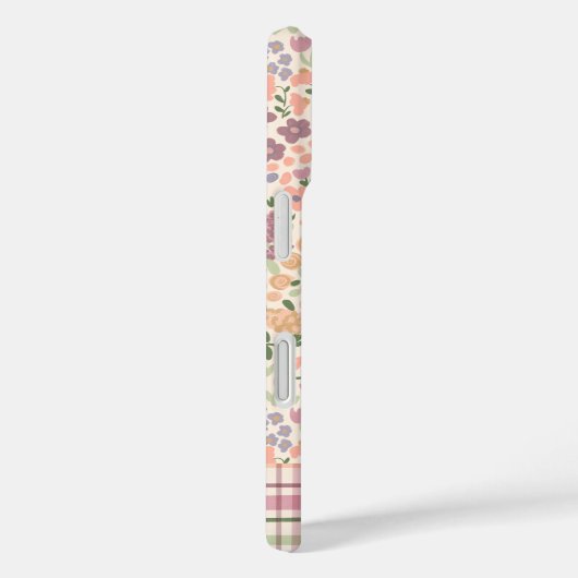 Floral & Plaid Personalized Name Phone Case (Achterkant / Rechts)