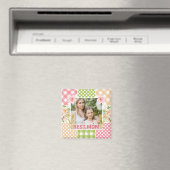 Floral & Plaid Photo Frame Mother's Day Magneet (Insitu (Vaatwasser))