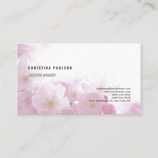 Floral Plain Professional Minimalist Feminine Visitekaartje (Voorkant)