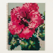 Floral planner with pink pixel hibiscus (Voorkant)