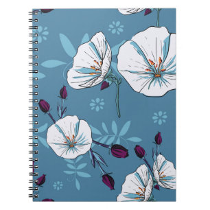 Floral plant botanical seamless pattern backgroun notitieboek