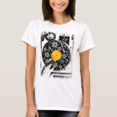 Floral Platenspeler Verjaardag Custom Vinyl Record T-shirt (Voorkant)