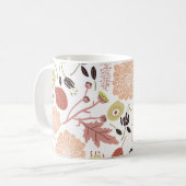 Floral Playful Botanical Mix Peach Green Whimsical Koffiemok (Voorkant links)