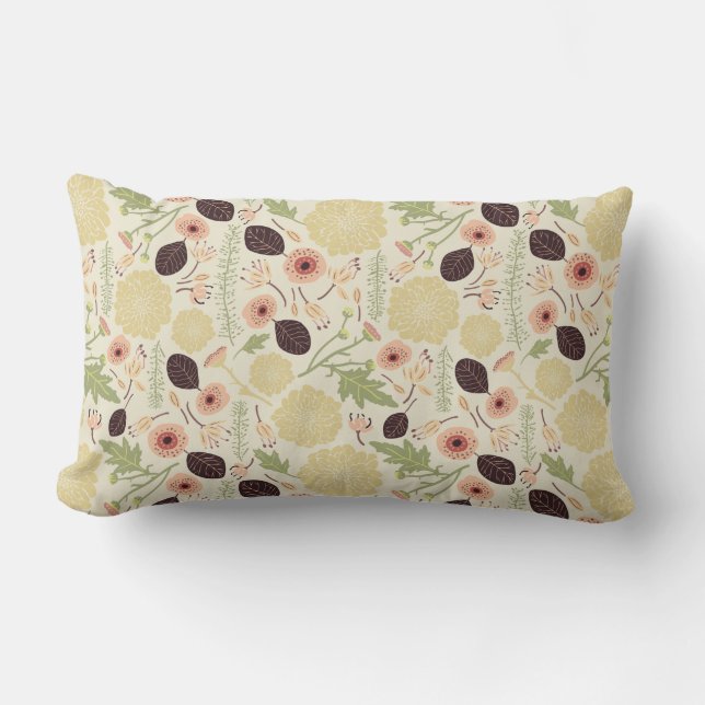 Floral Playful Tossed Peach Green Flowers Pattern Kussen (Voorkant)