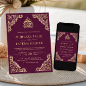 Floral  plum en Gold Islamic Muslim Weduwen Kaart