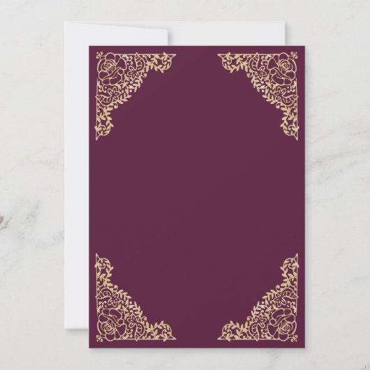Floral  plum en Gold Islamic Muslim Weduwen Kaart (Achterkant)