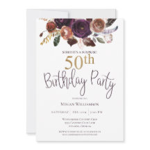 Floral Plum Gold Surprise 50e verjaardag