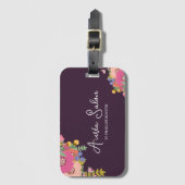 Floral & Plum Hair Luggage Tag Bagagelabel (Voorkant (verticaal))