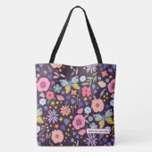 Floral & Plum Name Tote Bag (Achterkant)