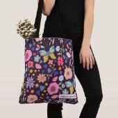 Floral & Plum Name Tote Bag (Dichtbij)
