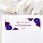 Floral Plum Paarse SAVE THE DATE Bruiloft Etiket (Insitu)