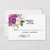 Floral Plum Waterverf Bruiloft RSVP Kaart (Voorkant)