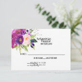 Floral Plum Waterverf Bruiloft RSVP Kaart (Staand voorkant)
