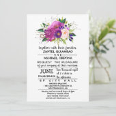 Floral Plum Waterverf bruiloft uitnodiging (Staand voorkant)