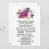 Floral Plum Waterverf bruiloft uitnodiging (Voorkant / Achterkant)