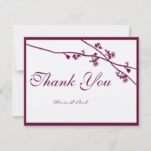 Floral Plum Wildflower Branches Weddenschap Bedank Bedankkaart (Voorkant)