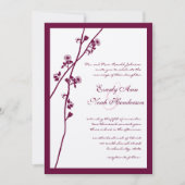 Floral Plum Wildflower Branches Wedding Invitation Kaart (Voorkant)