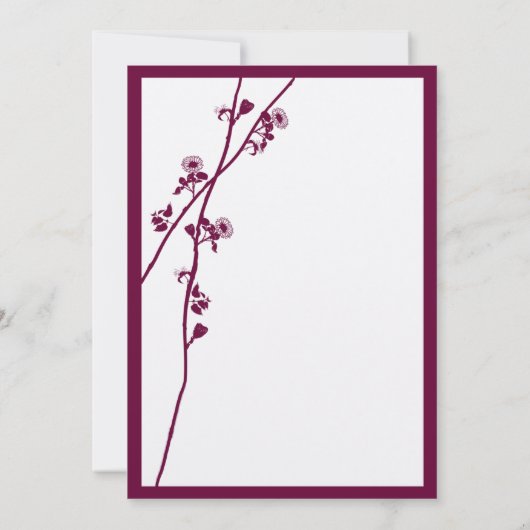Floral Plum Wildflower Branches Wedding Invitation Kaart (Achterkant)