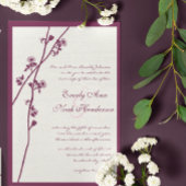 Floral Plum Wildflower Branches Wedding Invitation Kaart
