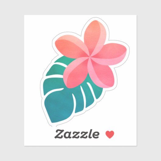 Floral Plumeria Tropical Leaves Hawaii Sticker (Vel)
