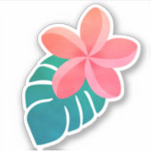 Floral Plumeria Tropical Leaves Hawaii Sticker (Voorkant)