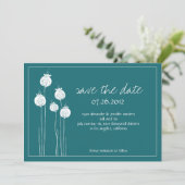 Floral Pods Blauwgroen sparen de Datum Save The Date (Staand voorkant)