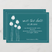 Floral Pods Blauwgroen sparen de Datum Save The Date (Voorkant / Achterkant)