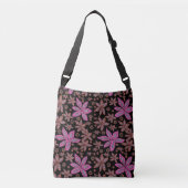 Floral Pods Brown & Fuchsia on Black Tas (Voorkant)