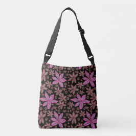 Floral Pods Brown & Fuchsia on Black Tas